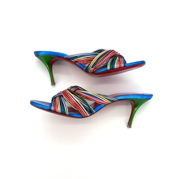 Christian Louboutin Multitaski 70 Confetti Kitten Heel Mules 37 Sandals - Picture 5 of 7